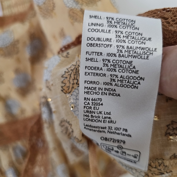 Free People Blossom Squareneck Babydoll Tank Cotton Block Print Lace Trim NWOT - Picture 8 of 11